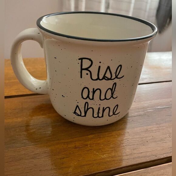 🆕 Rise And Shine Speckled Campfire Rustic Cabin Stoneware Mug Coffee Tea Cup - Picture 1 of 4
